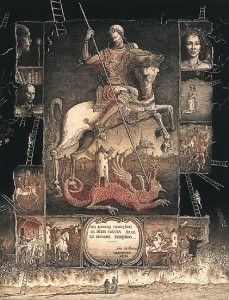Don Quijote con Alma Bulgara VI. Aguafuerte, 33 x 25 cm. 2005